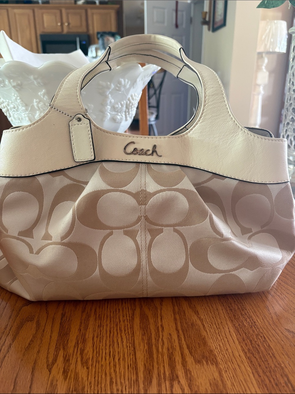 Coach Beige and Cream Signature Tote